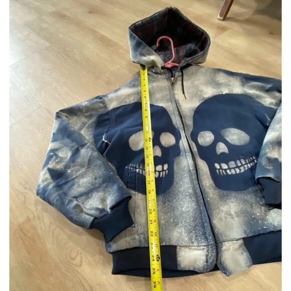 Bercowear Made In USA Zip Up Hoodie Jacket Men's Large Custom Bleack Skull - Picture 2 of 8